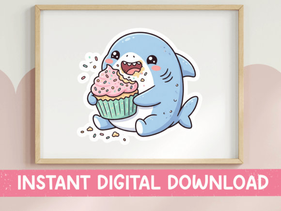 Cupcake Shark Sprinkle Kawaii SVG for T-Shirt Designs