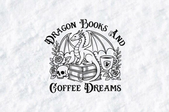 Dragon Books and Coffee Dreams: A Graphic T-Shirt Design Gem