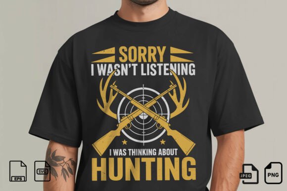 Funny Hunting Thinking Design for T-Shirts and Graphics