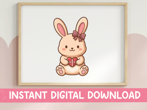 Girl Bunny Holding Gift SVG: A Charming Graphics Asset for T-Shirt Designs