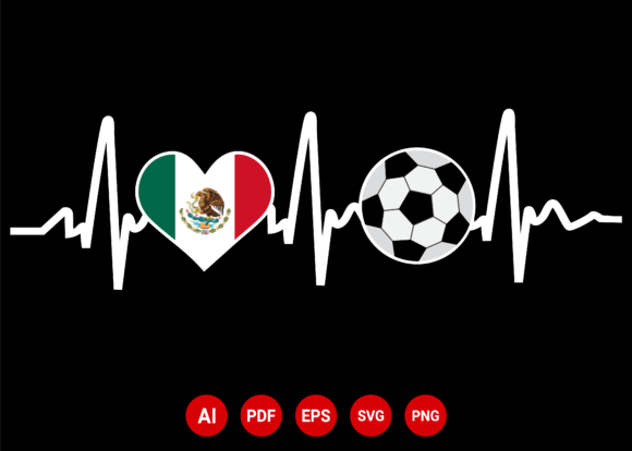 Mexico Flag Football Soccer Heartbeat: A Dynamic T-Shirt Design