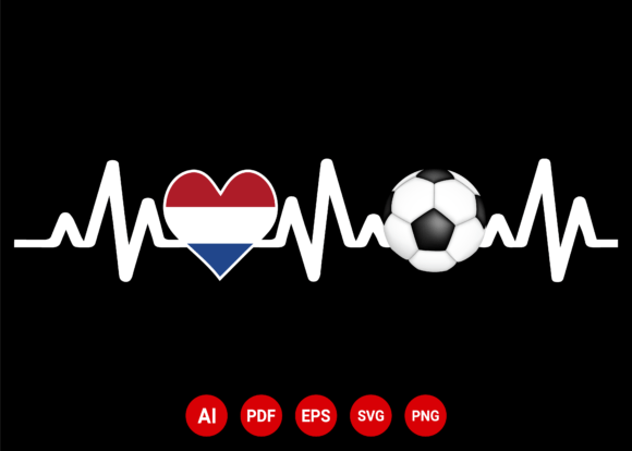 Netherlands Football Soccer Heartbeat: A Versatile Graphics Asset for T-Shirt Designs