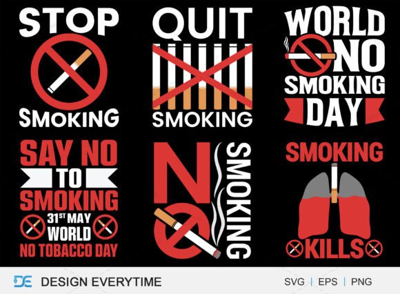 No Smoking Bundle -World No Tobacco Day Graphics for T-Shirt Designs