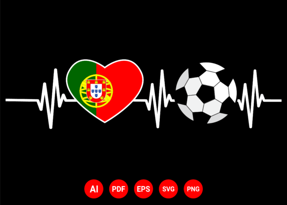 Portugal Flag Football Heartbeat: A Vibrant Embroidery Design